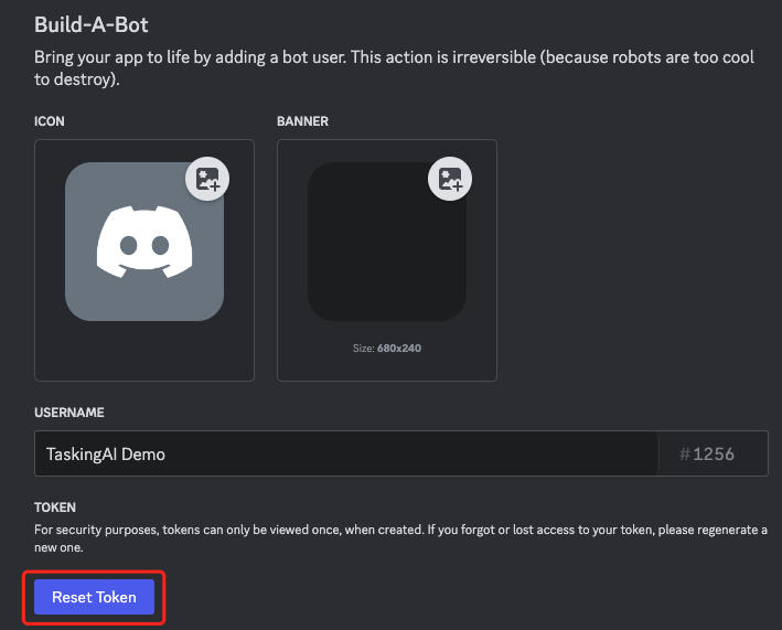 Discord reset bot token