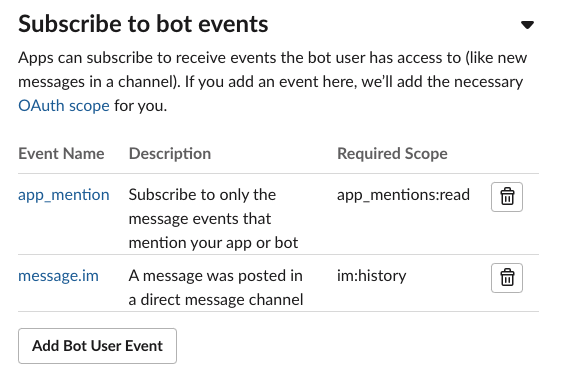 Subscribe to bot events